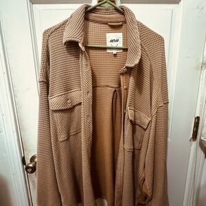 Aerie LumberJane Brown Waffle Shirt